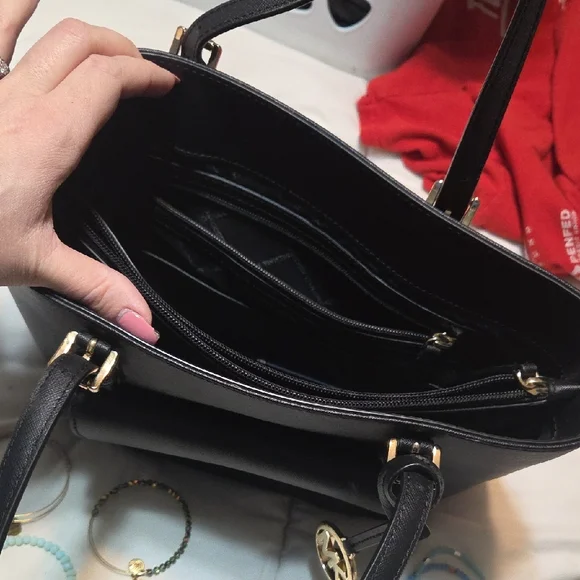 Michael Kors Black Tote with Gold Accents - Picture 2 of 2